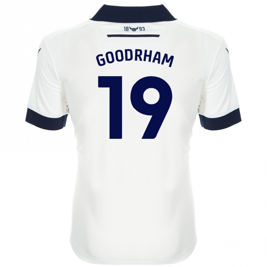 Enfant Football Maillot Tyler Goodrham #19 Blanc Bleu Marine Tenues Extérieur 2024/25