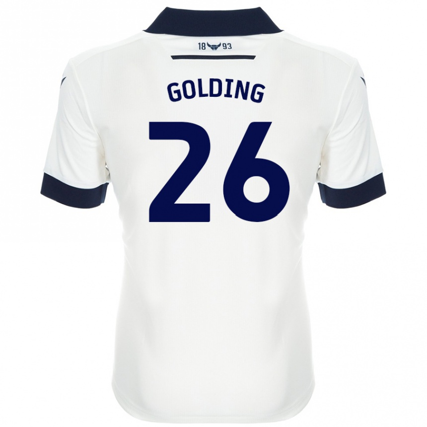 Enfant Football Maillot James Golding #26 Blanc Bleu Marine Tenues Extérieur 2024/25