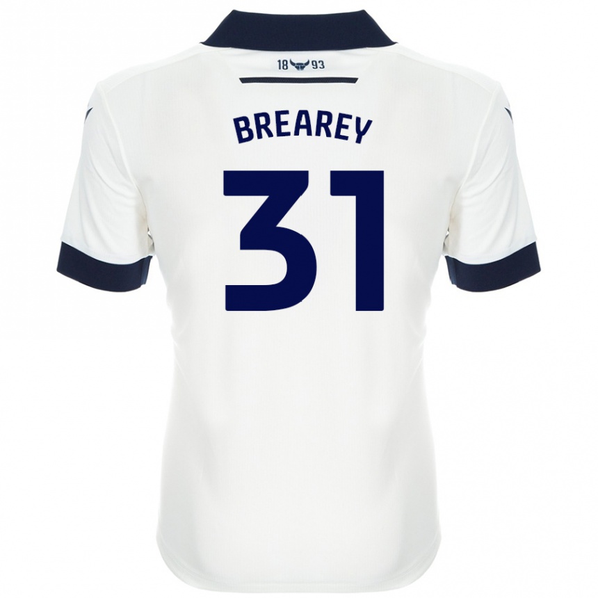 Enfant Football Maillot Eddie Brearey #31 Blanc Bleu Marine Tenues Extérieur 2024/25