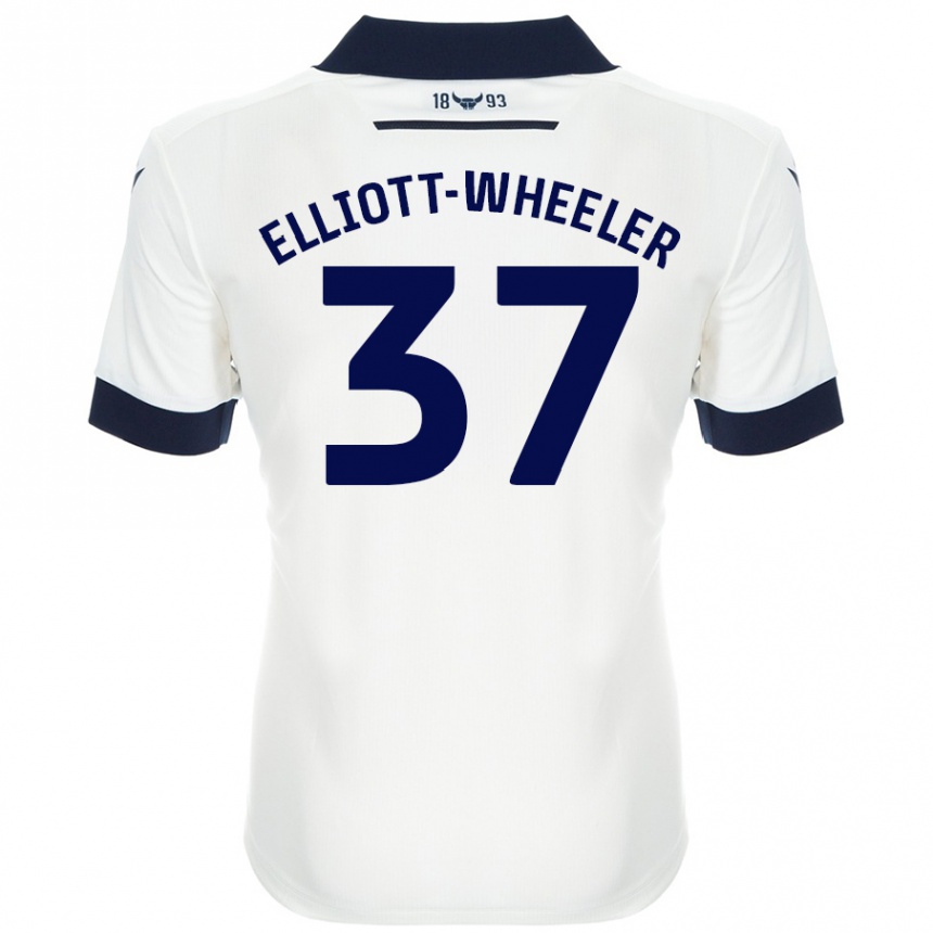 Enfant Football Maillot Aidan Elliott-Wheeler #37 Blanc Bleu Marine Tenues Extérieur 2024/25