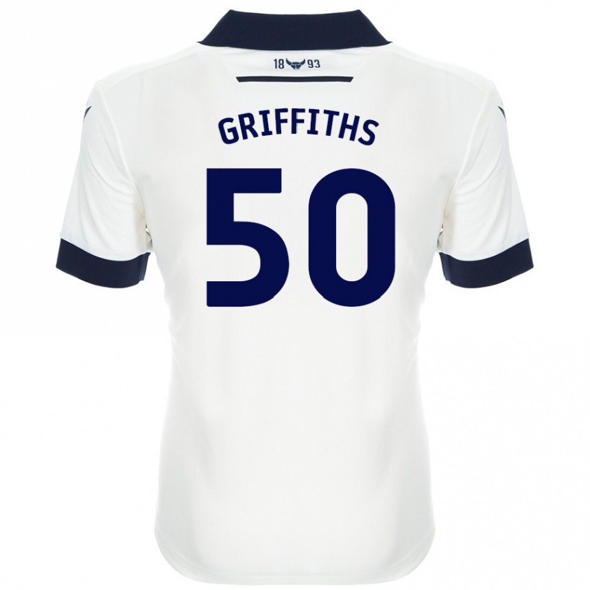 Enfant Football Maillot Louis Griffiths #50 Blanc Bleu Marine Tenues Extérieur 2024/25