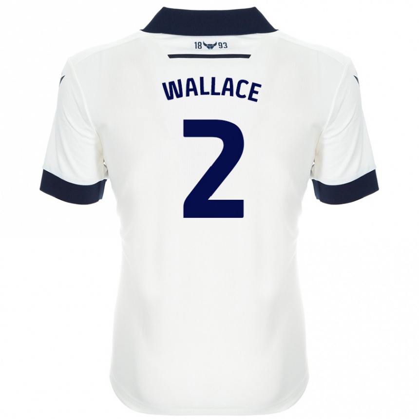 Enfant Football Maillot Emily Wallace #2 Blanc Bleu Marine Tenues Extérieur 2024/25