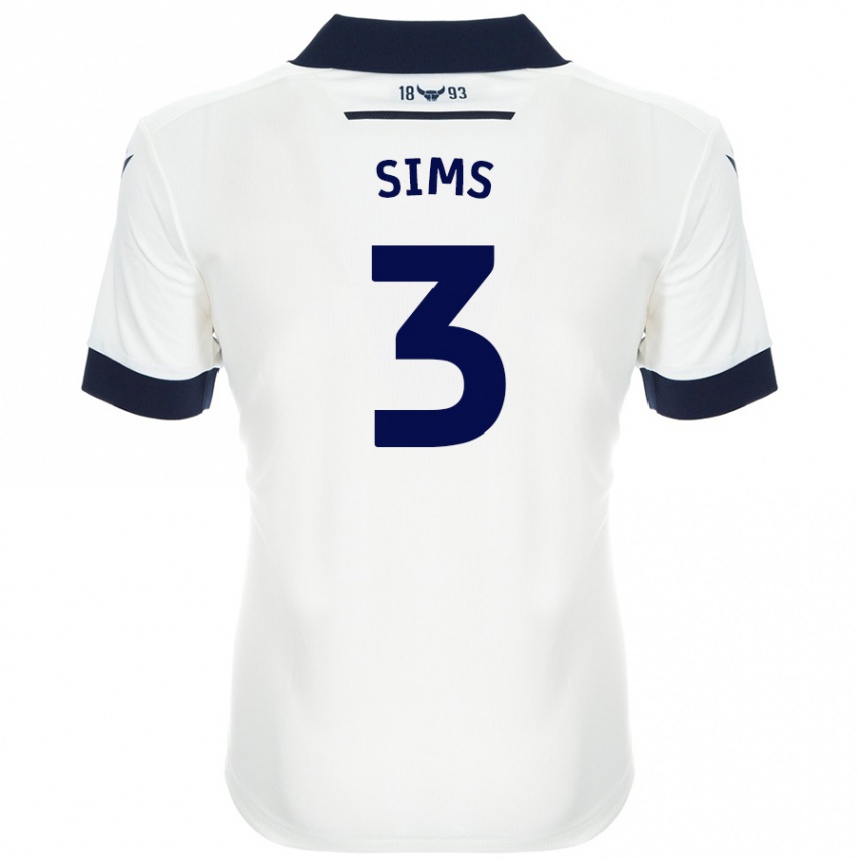 Enfant Football Maillot Gemma Sims #3 Blanc Bleu Marine Tenues Extérieur 2024/25