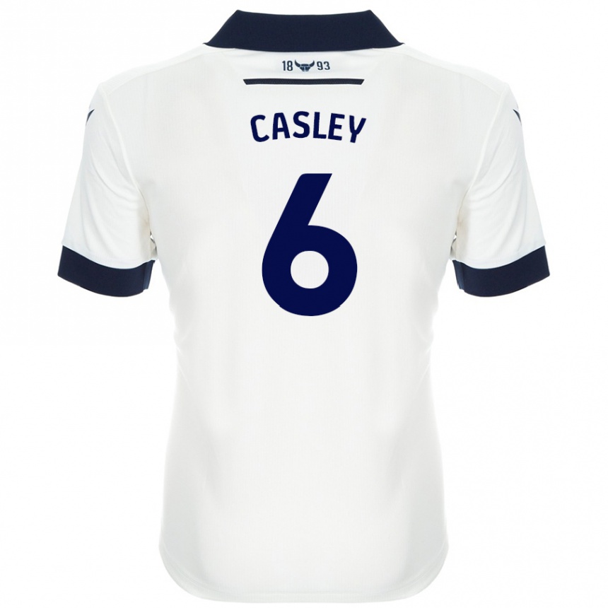 Enfant Football Maillot Riva Casley #6 Blanc Bleu Marine Tenues Extérieur 2024/25