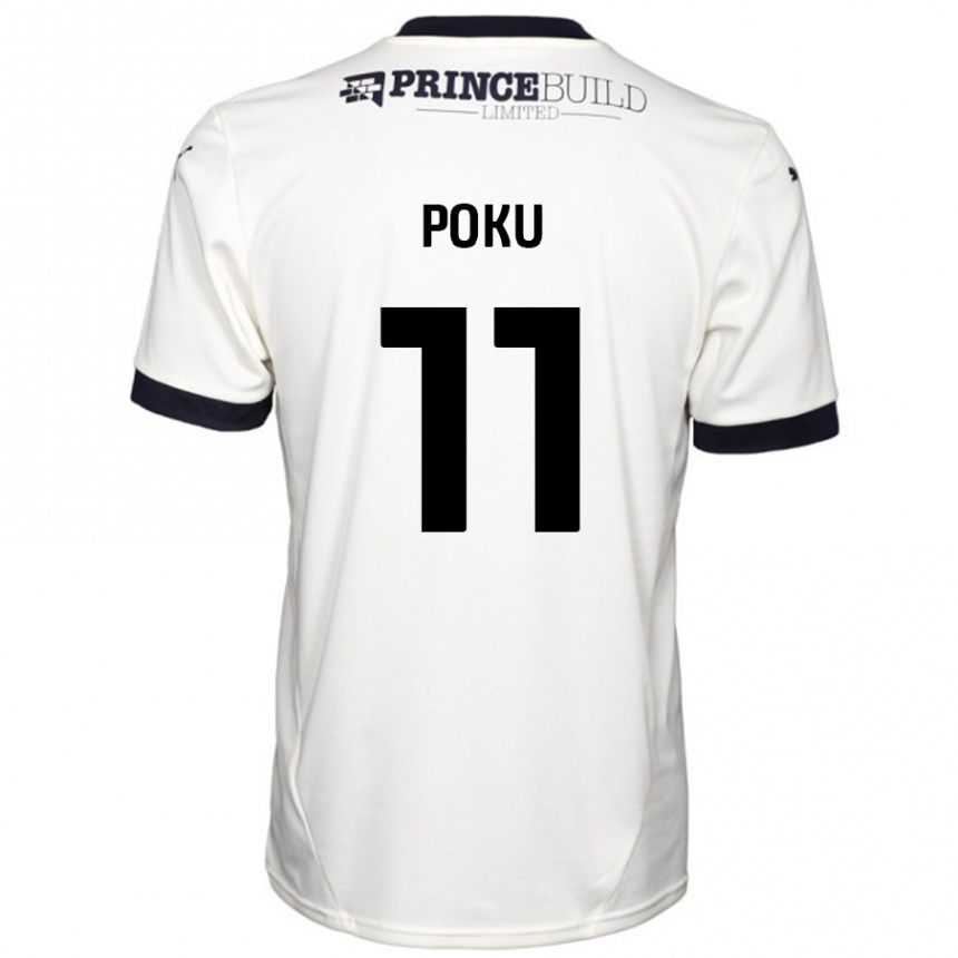 Enfant Football Maillot Kwame Poku #11 Blanc Cassé Noir Tenues Extérieur 2024/25