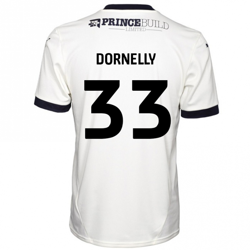 Enfant Football Maillot James Dornelly #33 Blanc Cassé Noir Tenues Extérieur 2024/25