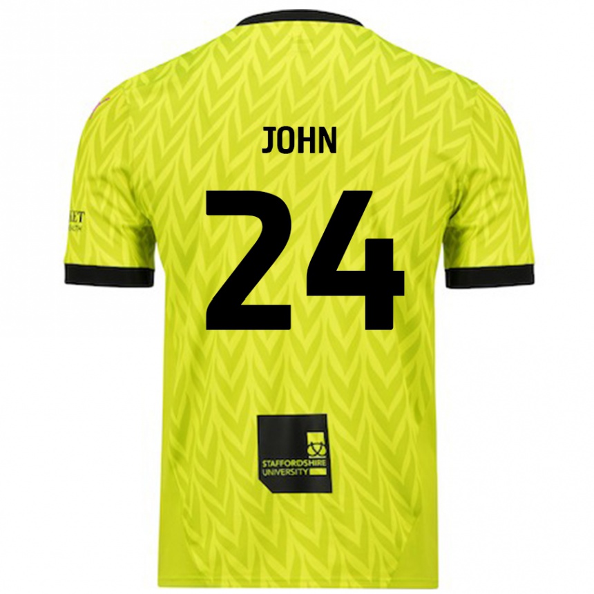 Enfant Football Maillot Kyle John #24 Vert Fluo Tenues Extérieur 2024/25