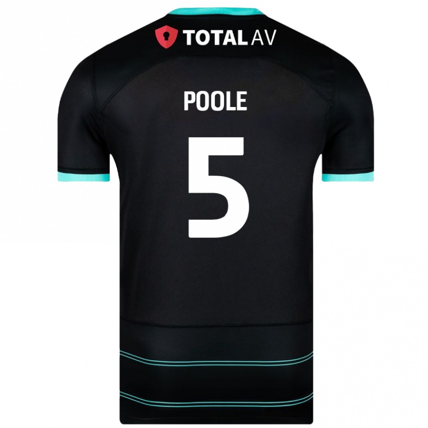 Enfant Football Maillot Regan Poole #5 Noir Tenues Extérieur 2024/25