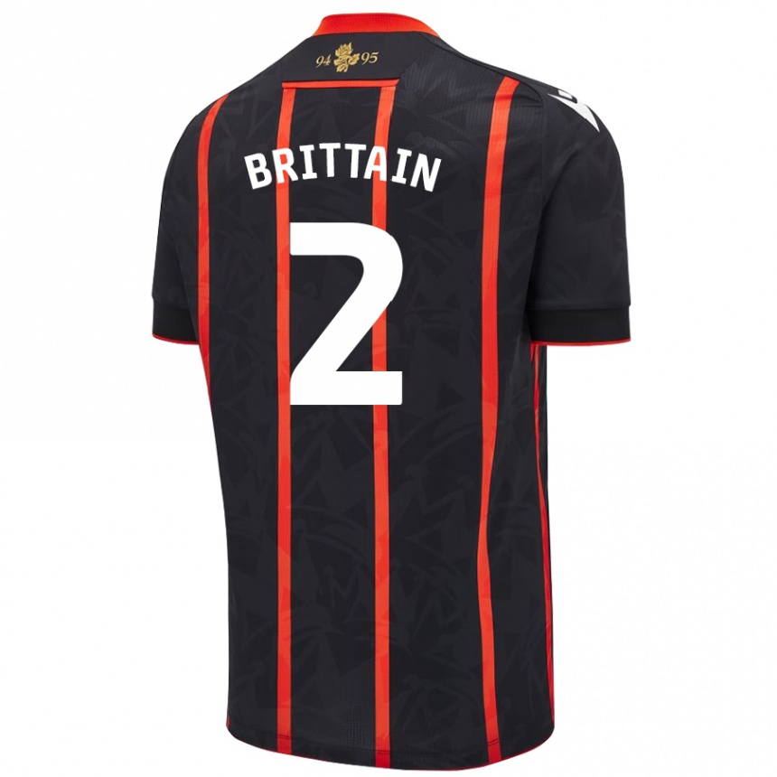 Enfant Football Maillot Callum Brittain #2 Noir Rouge Tenues Extérieur 2024/25