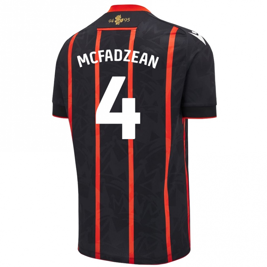 Enfant Football Maillot Kyle Mcfadzean #4 Noir Rouge Tenues Extérieur 2024/25