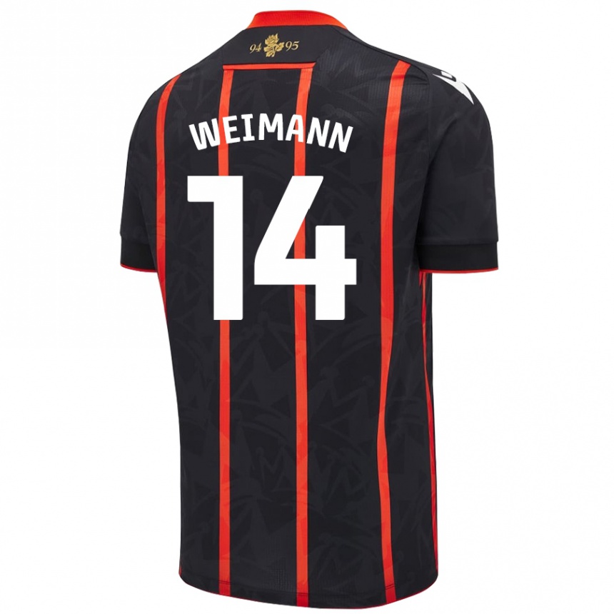 Enfant Football Maillot Andreas Weimann #14 Noir Rouge Tenues Extérieur 2024/25