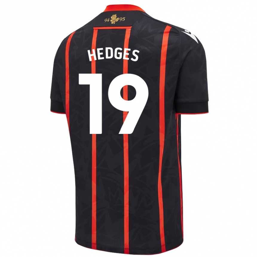 Enfant Football Maillot Ryan Hedges #19 Noir Rouge Tenues Extérieur 2024/25