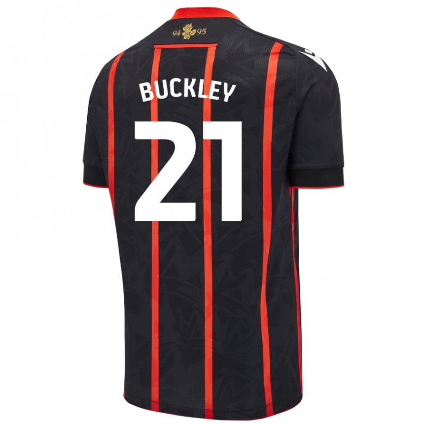 Enfant Football Maillot John Buckley #21 Noir Rouge Tenues Extérieur 2024/25