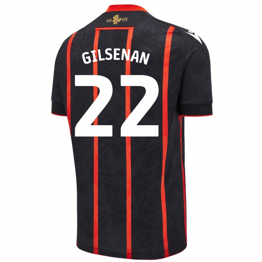 Enfant Football Maillot Zak Gilsenan #22 Noir Rouge Tenues Extérieur 2024/25