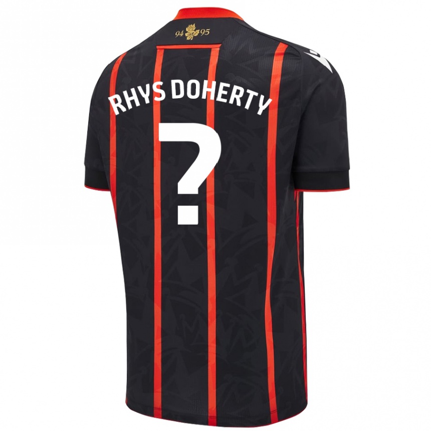 Enfant Football Maillot Rhys Doherty #0 Noir Rouge Tenues Extérieur 2024/25