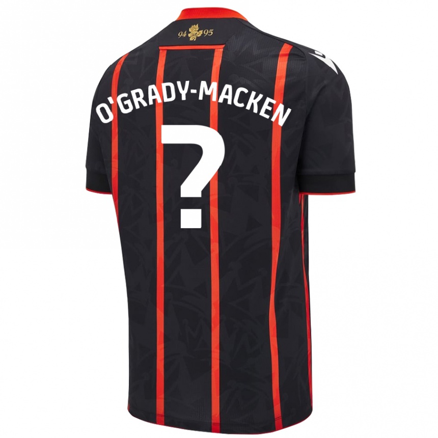 Enfant Football Maillot Harley O'grady-Macken #0 Noir Rouge Tenues Extérieur 2024/25