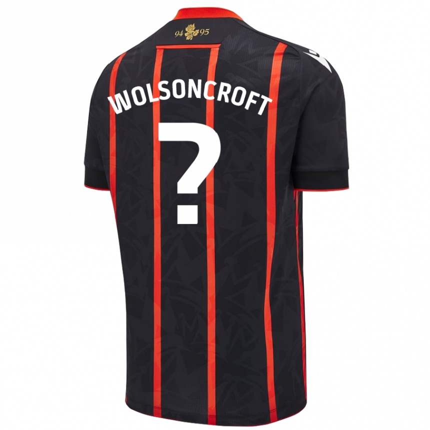 Enfant Football Maillot Blake Wolsoncroft #0 Noir Rouge Tenues Extérieur 2024/25