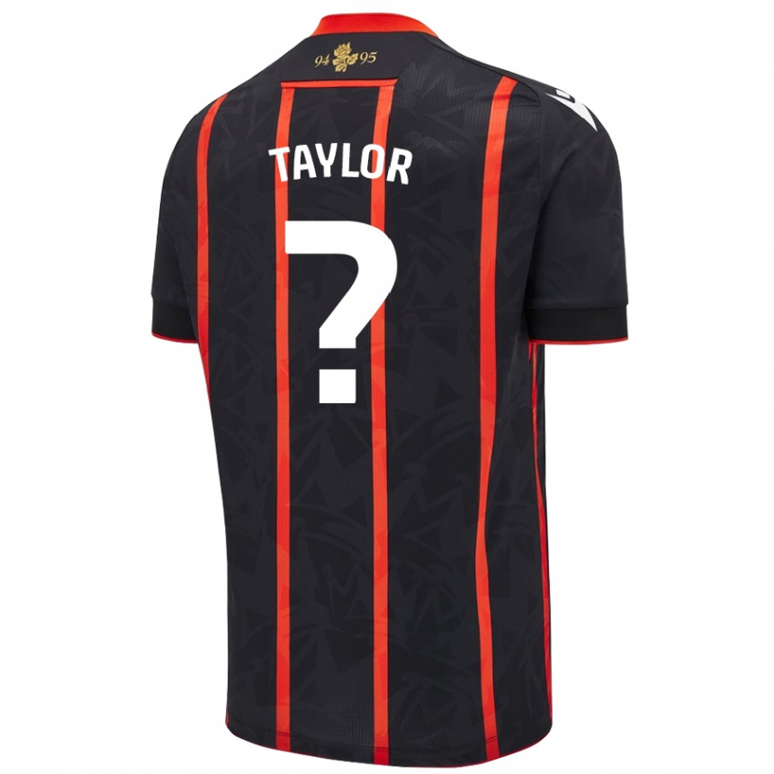 Enfant Football Maillot Bradley Taylor #0 Noir Rouge Tenues Extérieur 2024/25