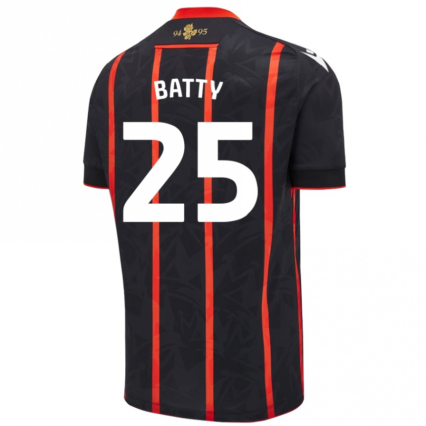 Enfant Football Maillot Jake Batty #25 Noir Rouge Tenues Extérieur 2024/25