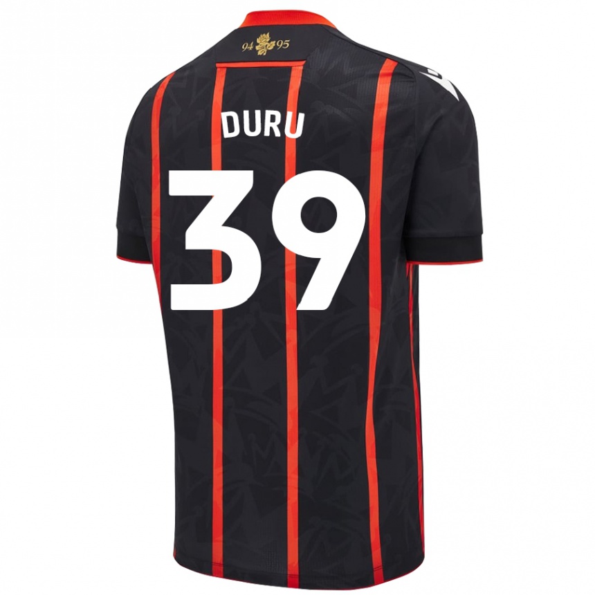 Enfant Football Maillot Leo Duru #39 Noir Rouge Tenues Extérieur 2024/25