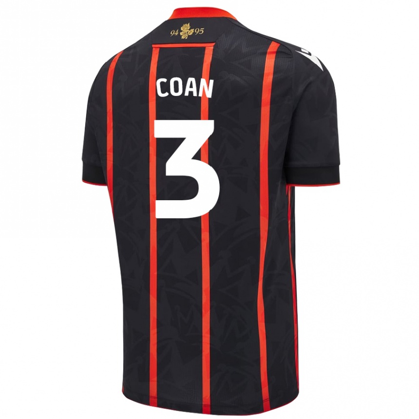 Enfant Football Maillot Hannah Coan #3 Noir Rouge Tenues Extérieur 2024/25