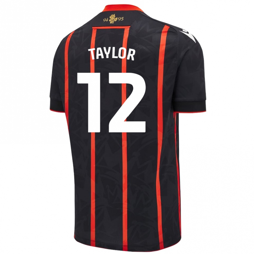 Enfant Football Maillot Emma Taylor #12 Noir Rouge Tenues Extérieur 2024/25