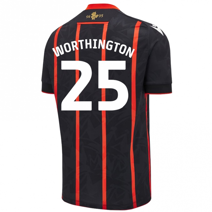 Enfant Football Maillot Nicola Worthington #25 Noir Rouge Tenues Extérieur 2024/25