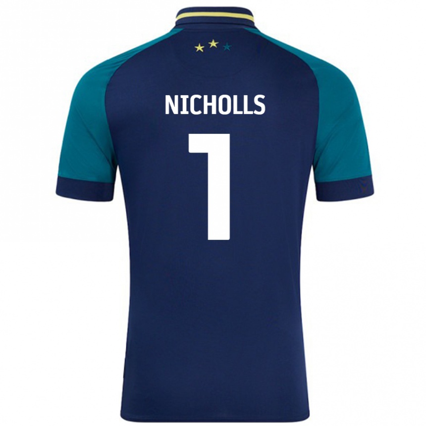 Enfant Football Maillot Lee Nicholls #1 Marine Vert Foncé Tenues Extérieur 2024/25