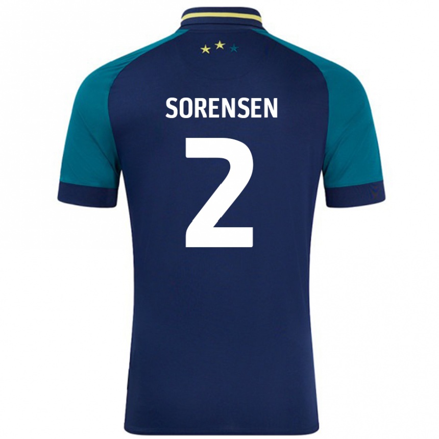 Enfant Football Maillot Lasse Sörensen #2 Marine Vert Foncé Tenues Extérieur 2024/25