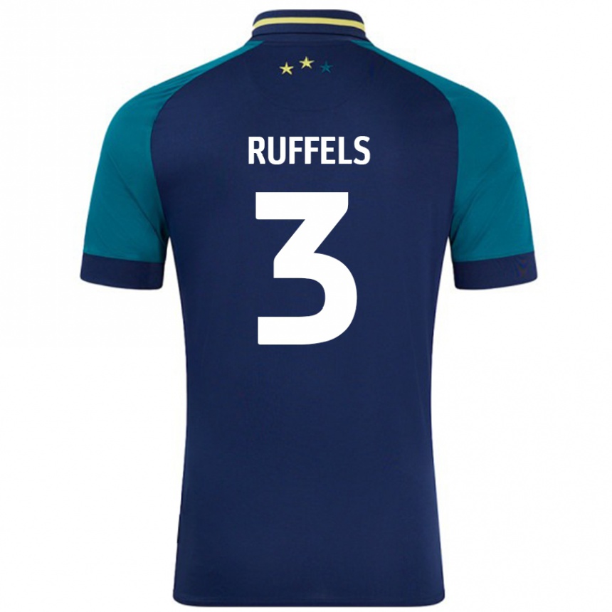 Enfant Football Maillot Josh Ruffels #3 Marine Vert Foncé Tenues Extérieur 2024/25