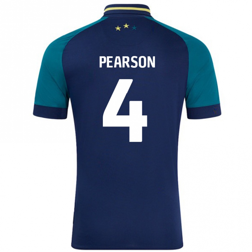 Enfant Football Maillot Matty Pearson #4 Marine Vert Foncé Tenues Extérieur 2024/25