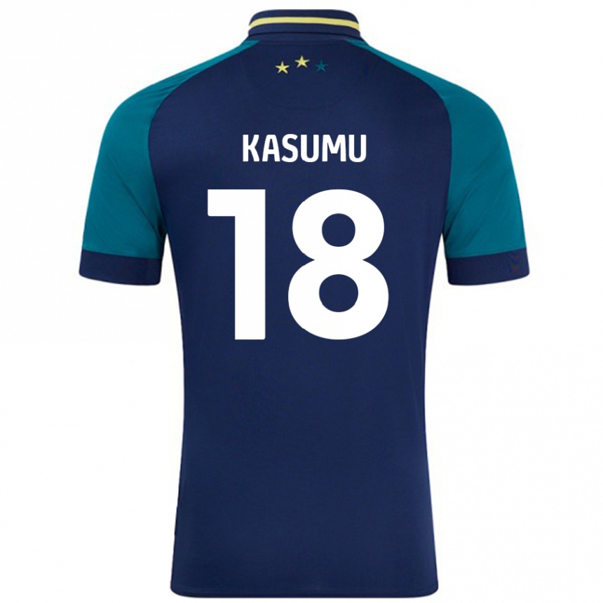 Enfant Football Maillot David Kasumu #18 Marine Vert Foncé Tenues Extérieur 2024/25