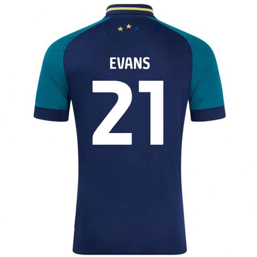 Enfant Football Maillot Antony Evans #21 Marine Vert Foncé Tenues Extérieur 2024/25