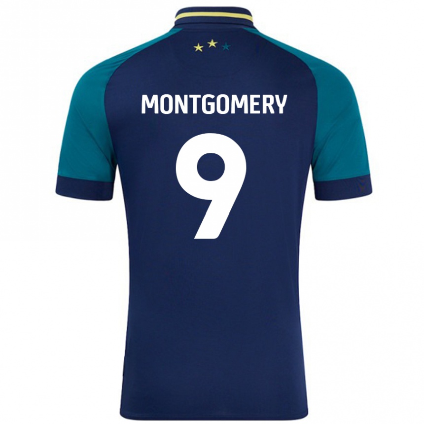 Enfant Football Maillot Ria Montgomery #9 Marine Vert Foncé Tenues Extérieur 2024/25