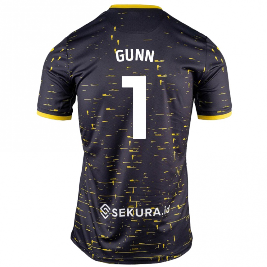 Enfant Football Maillot Angus Gunn #1 Noir Jaune Tenues Extérieur 2024/25