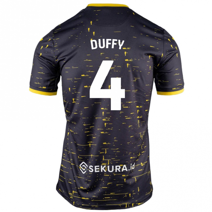 Enfant Football Maillot Shane Duffy #4 Noir Jaune Tenues Extérieur 2024/25