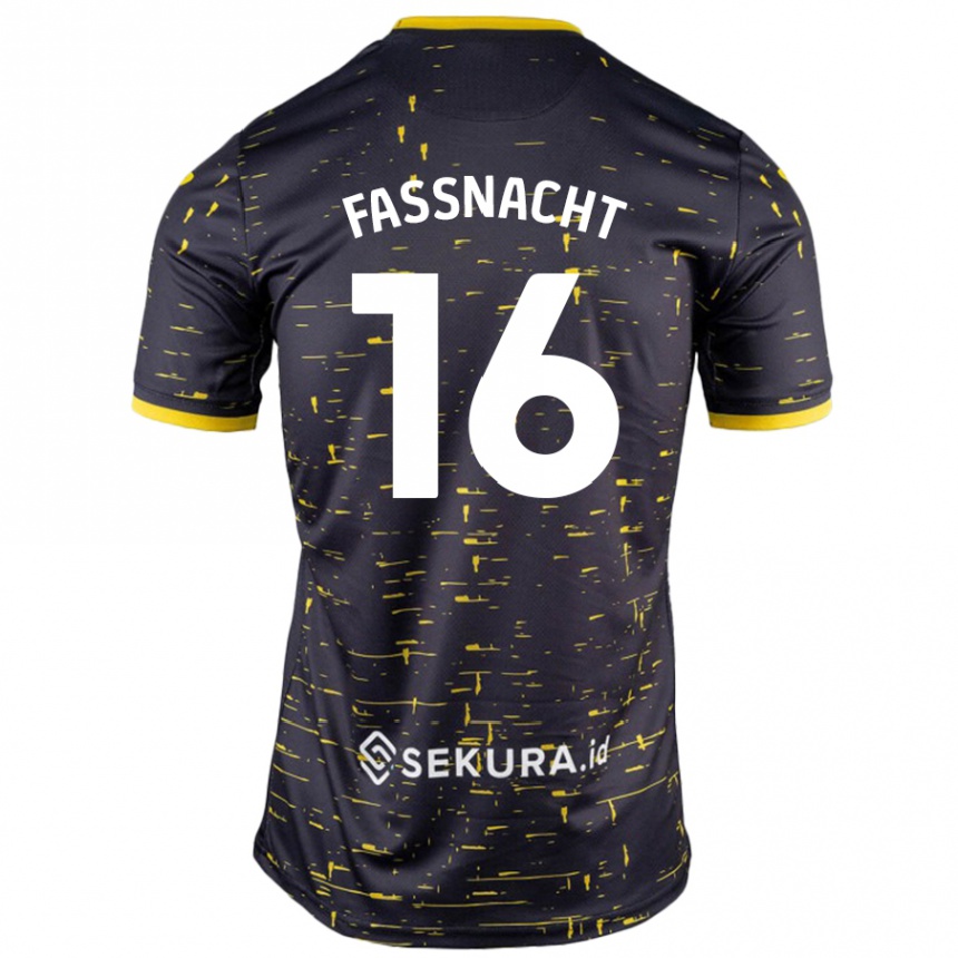 Enfant Football Maillot Christian Fassnacht #16 Noir Jaune Tenues Extérieur 2024/25