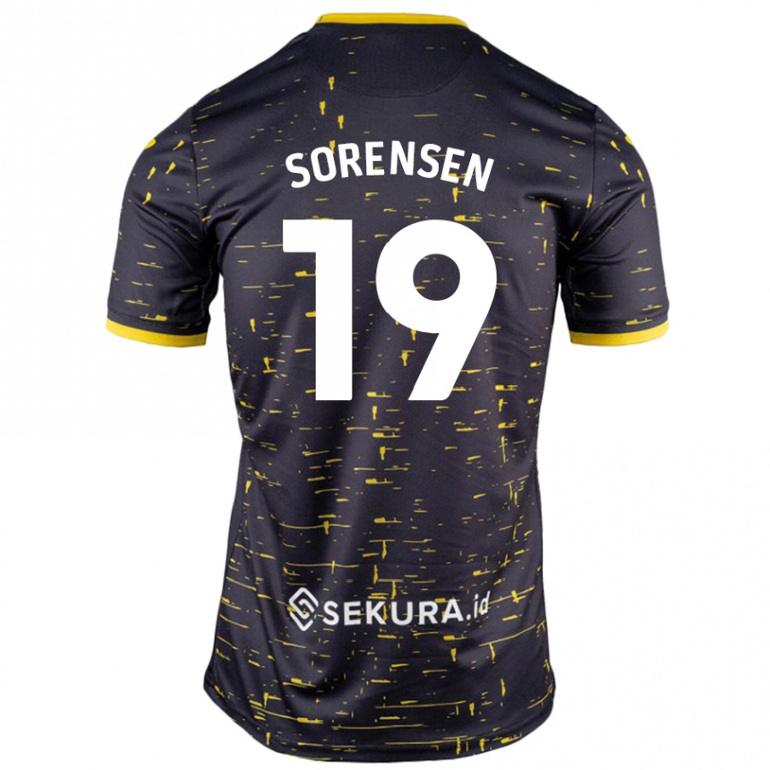 Enfant Football Maillot Jacob Lungi Sørensen #19 Noir Jaune Tenues Extérieur 2024/25