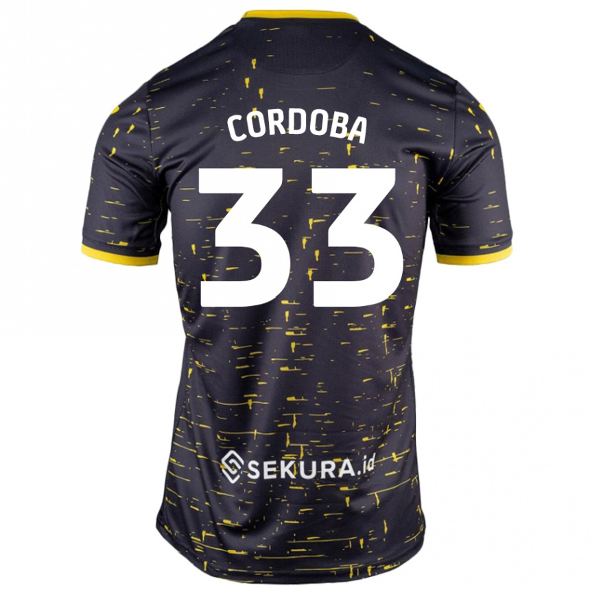 Enfant Football Maillot José Córdoba #33 Noir Jaune Tenues Extérieur 2024/25