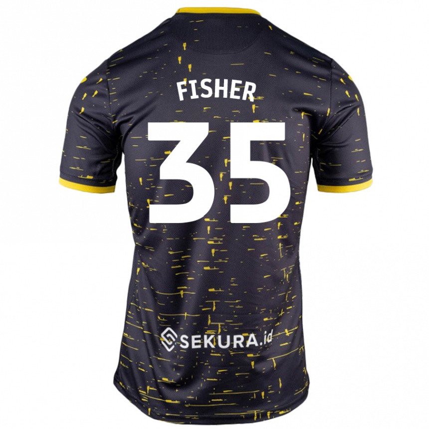 Enfant Football Maillot Kellen Fisher #35 Noir Jaune Tenues Extérieur 2024/25