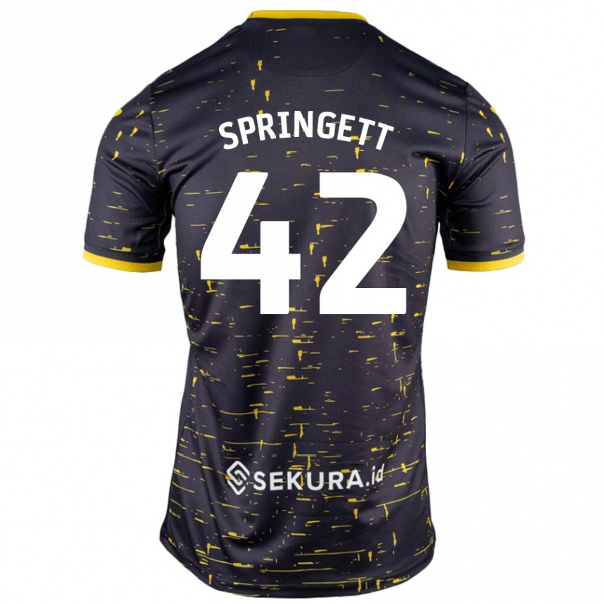 Enfant Football Maillot Tony Springett #42 Noir Jaune Tenues Extérieur 2024/25