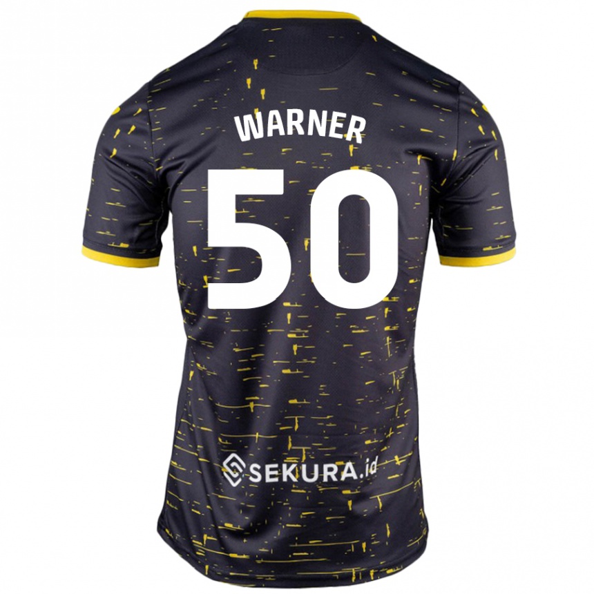 Enfant Football Maillot Jaden Warner #50 Noir Jaune Tenues Extérieur 2024/25