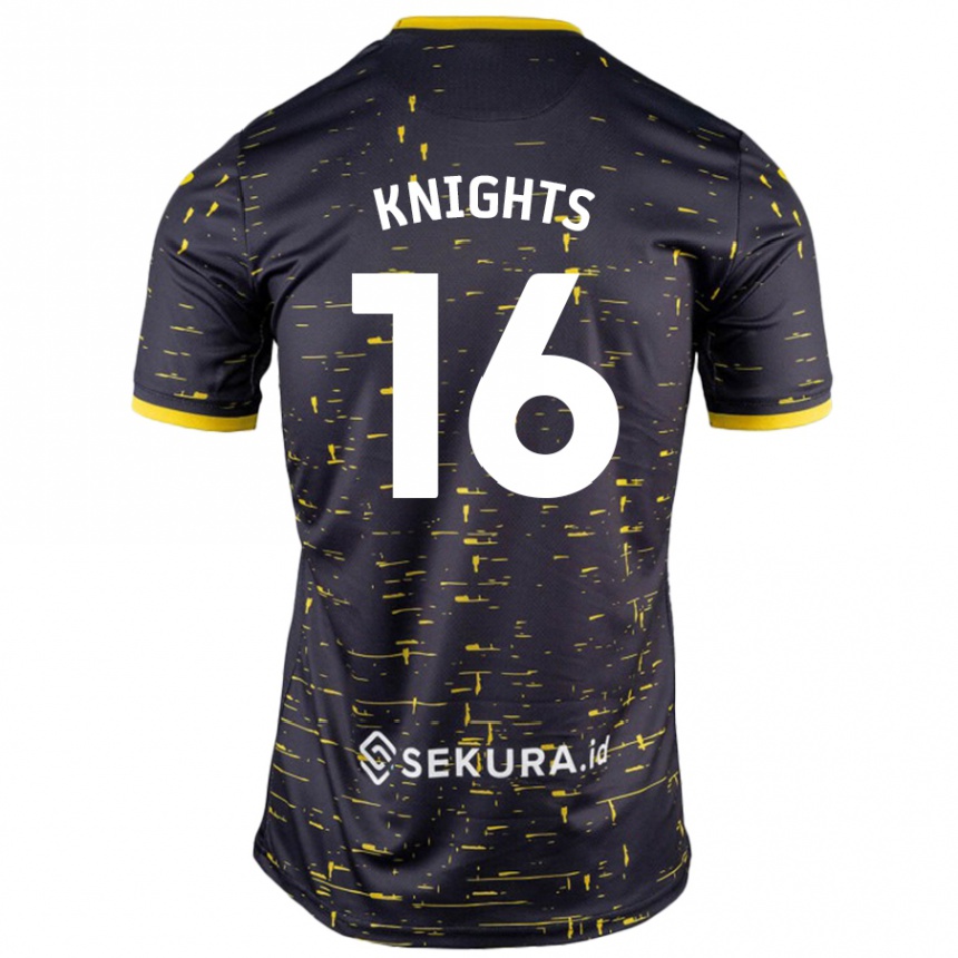 Enfant Football Maillot Katie Knights #16 Noir Jaune Tenues Extérieur 2024/25