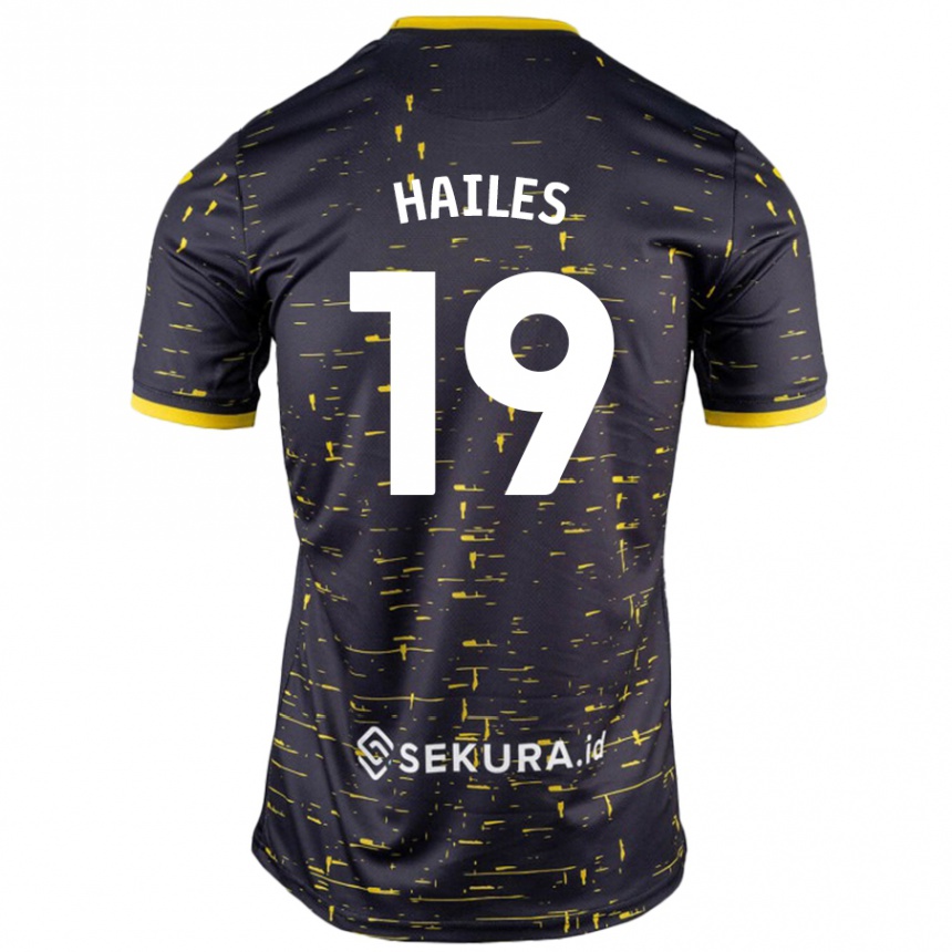 Enfant Football Maillot Lauren Hailes #19 Noir Jaune Tenues Extérieur 2024/25