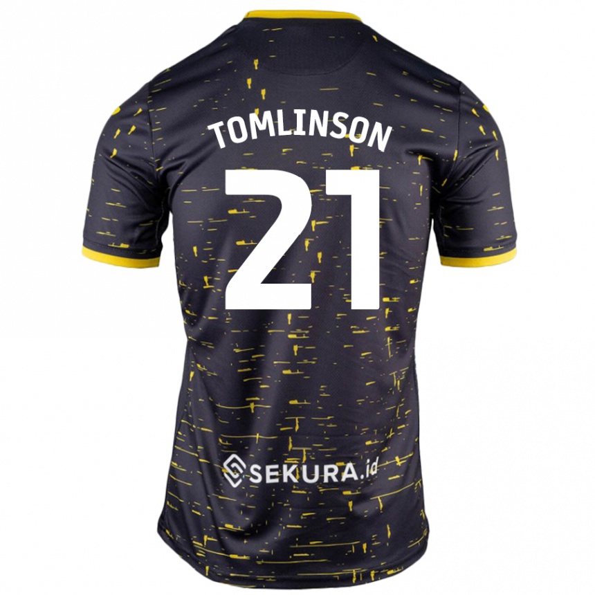 Enfant Football Maillot Lauren Tomlinson #21 Noir Jaune Tenues Extérieur 2024/25