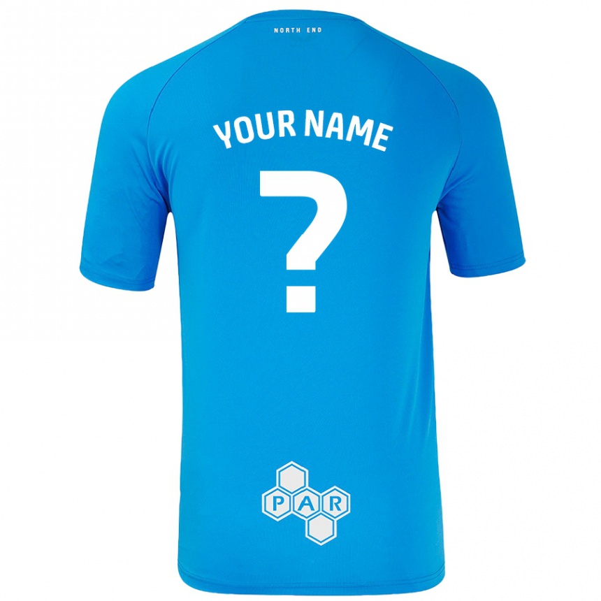 Enfant Football Maillot Votre Nom #0 Bleu Ciel Tenues Extérieur 2024/25