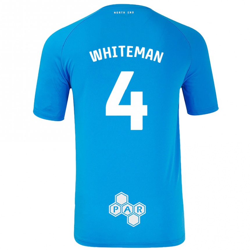 Enfant Football Maillot Ben Whiteman #4 Bleu Ciel Tenues Extérieur 2024/25