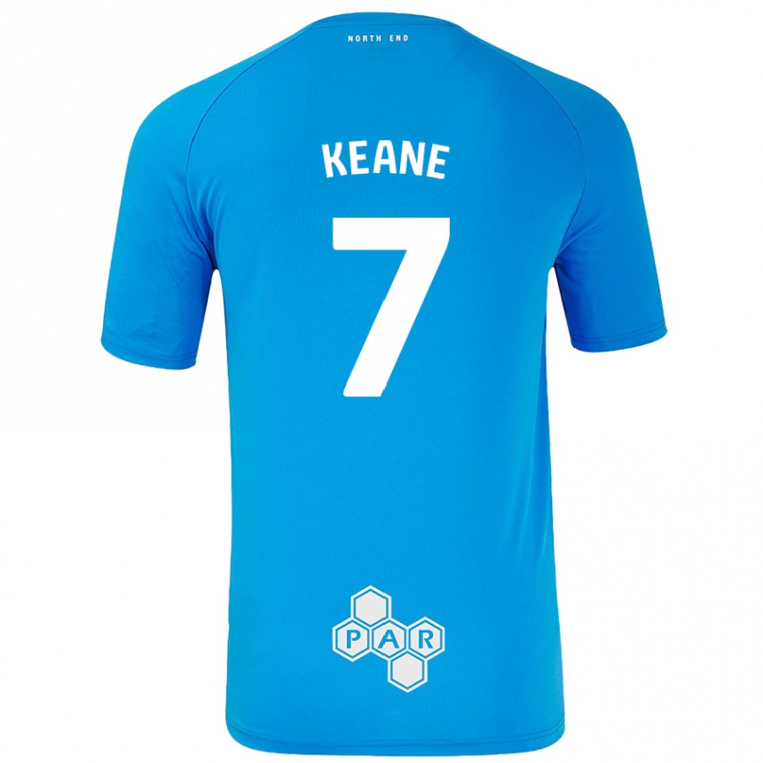 Enfant Football Maillot Will Keane #7 Bleu Ciel Tenues Extérieur 2024/25