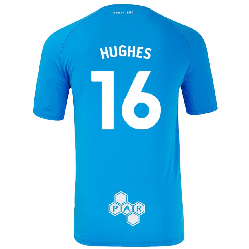 Enfant Football Maillot Andrew Hughes #16 Bleu Ciel Tenues Extérieur 2024/25