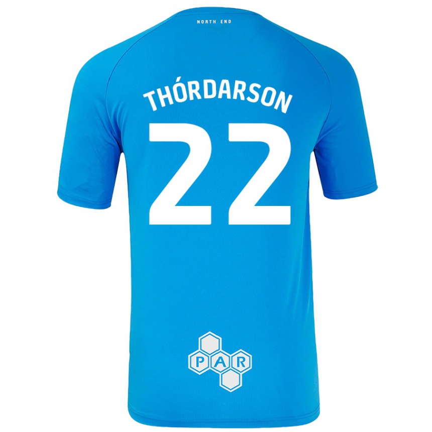 Enfant Football Maillot Stefán Teitur Thórdarson #22 Bleu Ciel Tenues Extérieur 2024/25